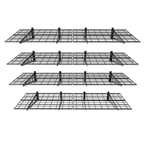 FLEXIMOUNTS 2-Pack 2x6ft Garage Shelving 24-inch-by-72-inch Wall Shelf Garage Storage Rack Floating Shelves, Black