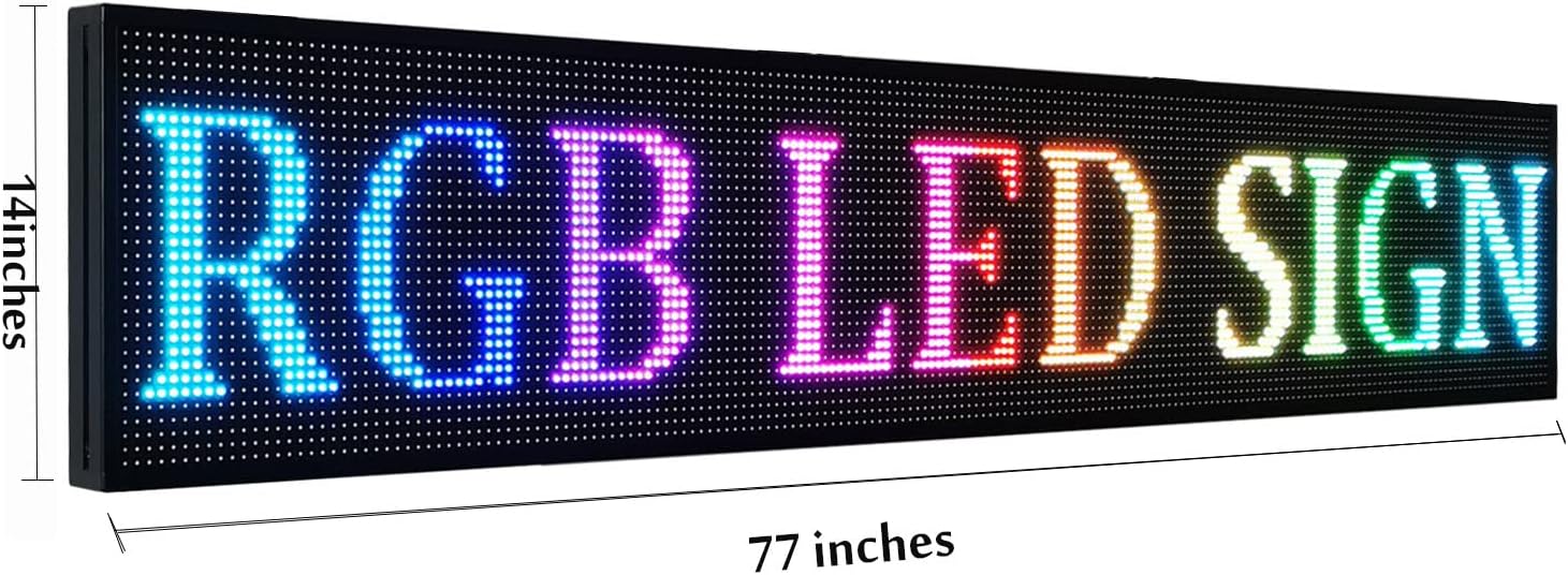 P5 39x14Indoor Full Color LED sign Programmable Scrolling Display Message Board can Edit Text,Image, Video Display Electronic Rolling for Business