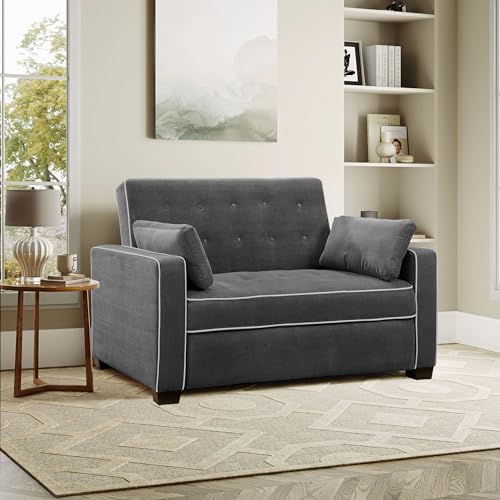 Serta Ainsley 72.6" Convertible Sleeper Sofa, Queen Size, Dreamcoil Comfort, Soft Velvet Fabric, Navy