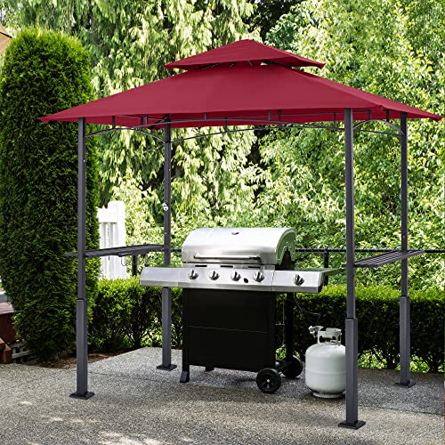 ABCCANOPY 8x5 Grill Gazebo - Outdoor BBQ Canopy Shelter with Led Light for Patio Backyard Grilling (Dark Gray)
