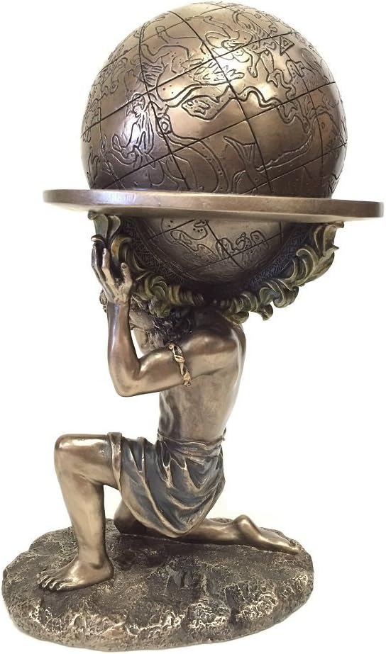 Veronese Design 9 Inch Greek Titan Atlas Carrying The World Statue Cold Cast Resin Antique Bronze Finish