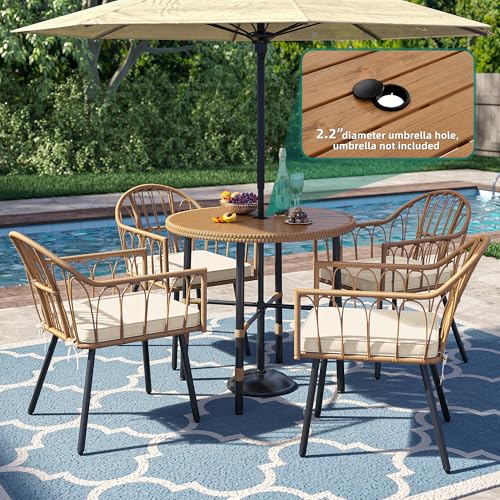 YITAHOME 5 Pieces Outdoor Patio Dining Table Chair Set,Wicker Patio Dining Set,Outdoor Rattan Dining Table Set for Patio, Backyard, Balcony