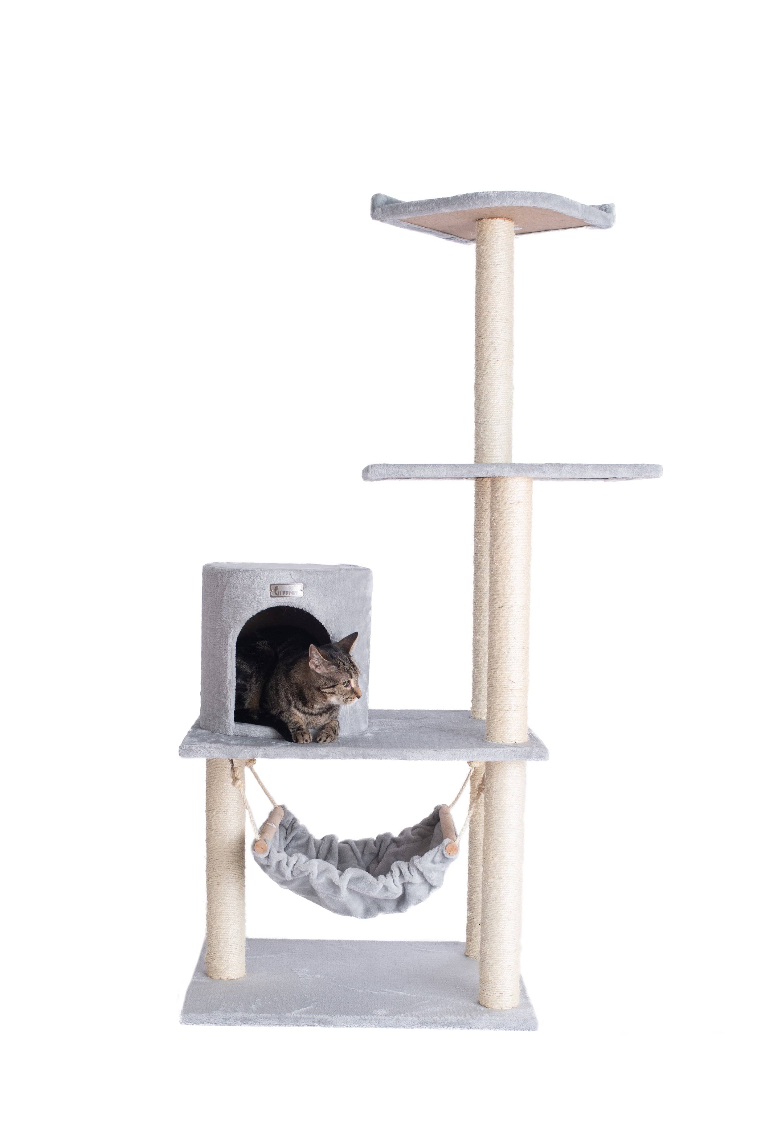 GleePet GP78590222 Cat Tree with Hammock 59-Inch Silver Gray