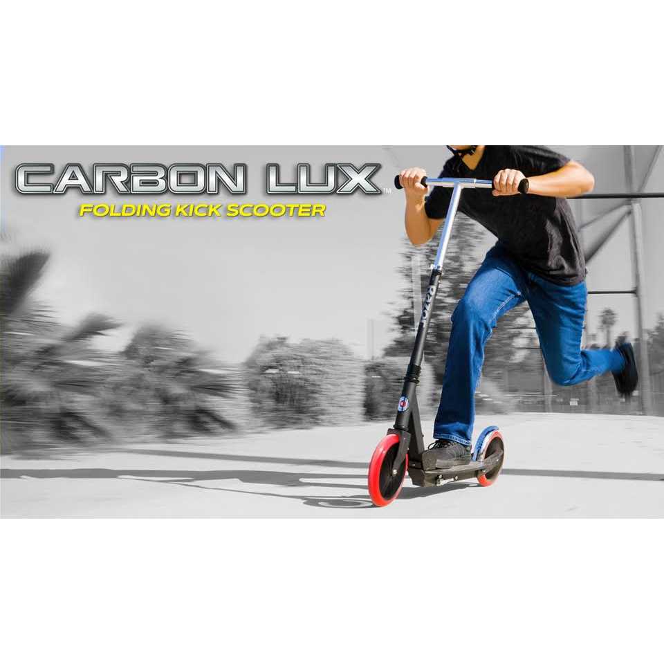 Razor Carbon Lux Kick Scooter Red/Black Spoked Large Wheels - Sports Supplies Online Store