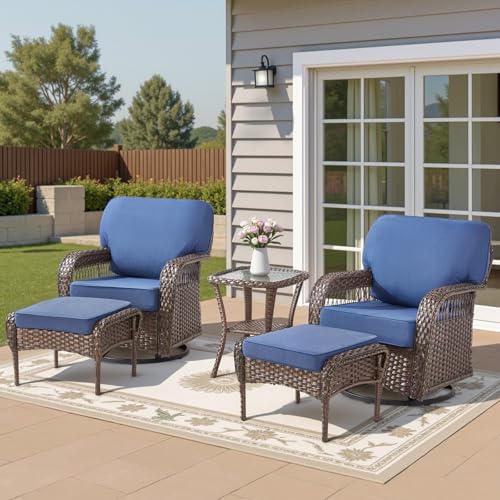 7 Pieces Outdoor Furniture Set with Swivel Chairs