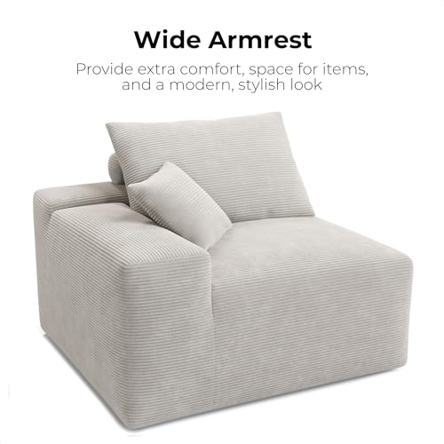 LIKIMIO 120" Modern L-Shaped Modular Sectional Sofa for Living Room, Corduroy Upholstery Green