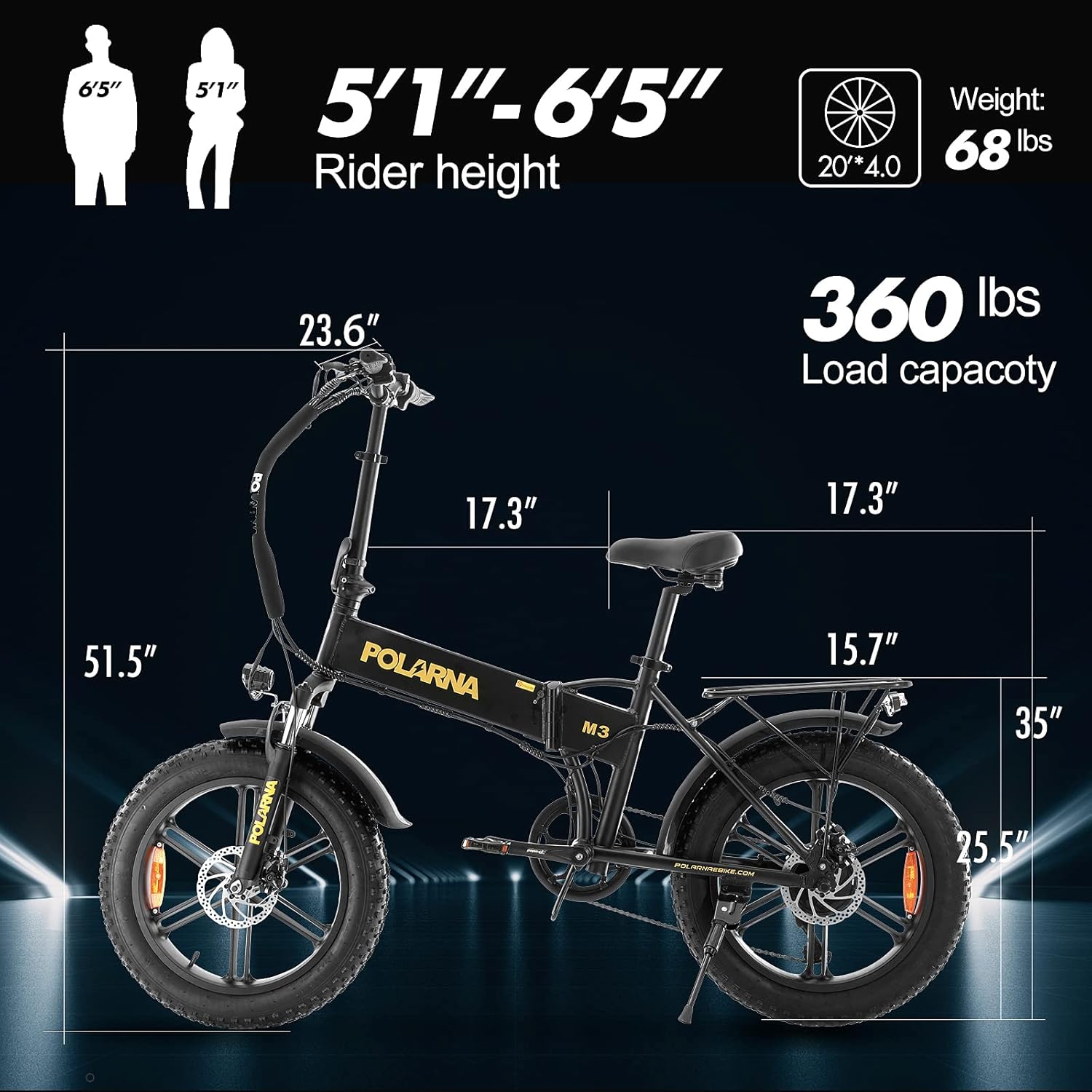Electric Bike for Adults, 20" E-Bike 750W Motor, 48V 13Ah Fodable E Bike, 7-Speed Gear Electric Bicycle, LCD Display, Black