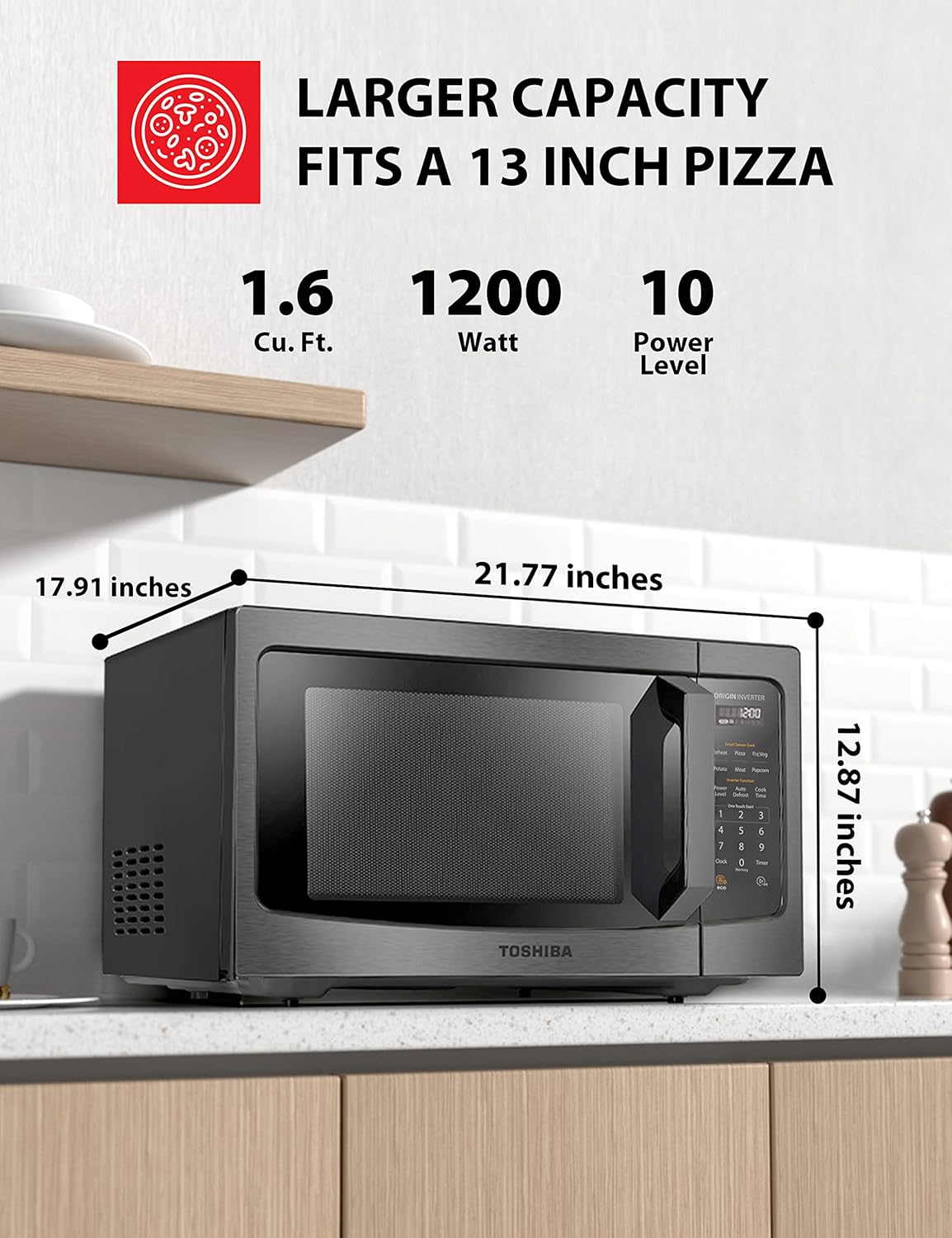 TOSHIBA Air Fryer Combo 8-in-1 Countertop Microwave Oven, Convection, Broil