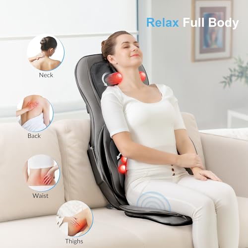 COMFIER Shiatsu Neck Back Massager with Heat, 2D ro 3D Kneading Massage Chair Pad, Adjustable Neck Massage,Seat Massager for Full Body Relaxation