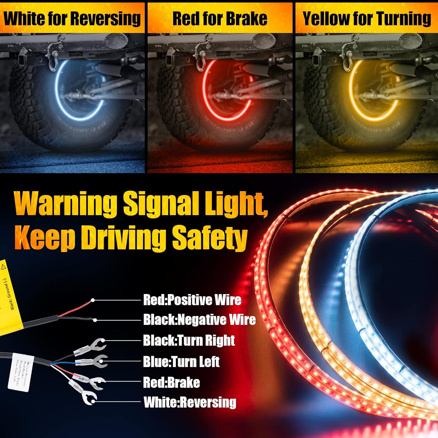 Funomo LED Wheel Lights for Truck / Car / ATV / UTV, Tires Lights with Color Chasing, DIY Color and Dynamics, Adjustable Brightness, IP67 Waterproof