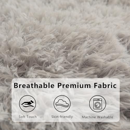 BYBYME Giant Bean Bag Chair, Faux Fur Bean Bag Couch with Filler Large Living Room Bean Bag Chairs for Adults