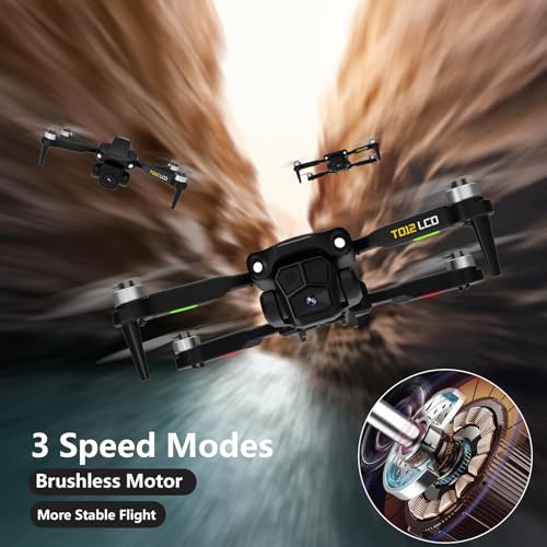 Brushless Motor Drone with LCD Screen Remote Control Drone for Beginners Drones with Camera Foldable RC Quadcopter for Adults TD12LCD