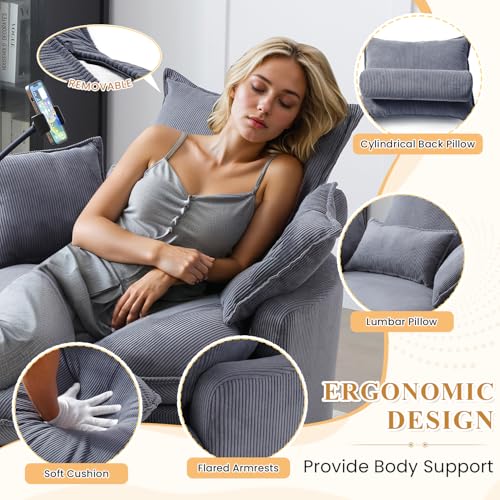 Swivel Barrel Accent Sofa Chair with Phone Holder & Storage Ottoman