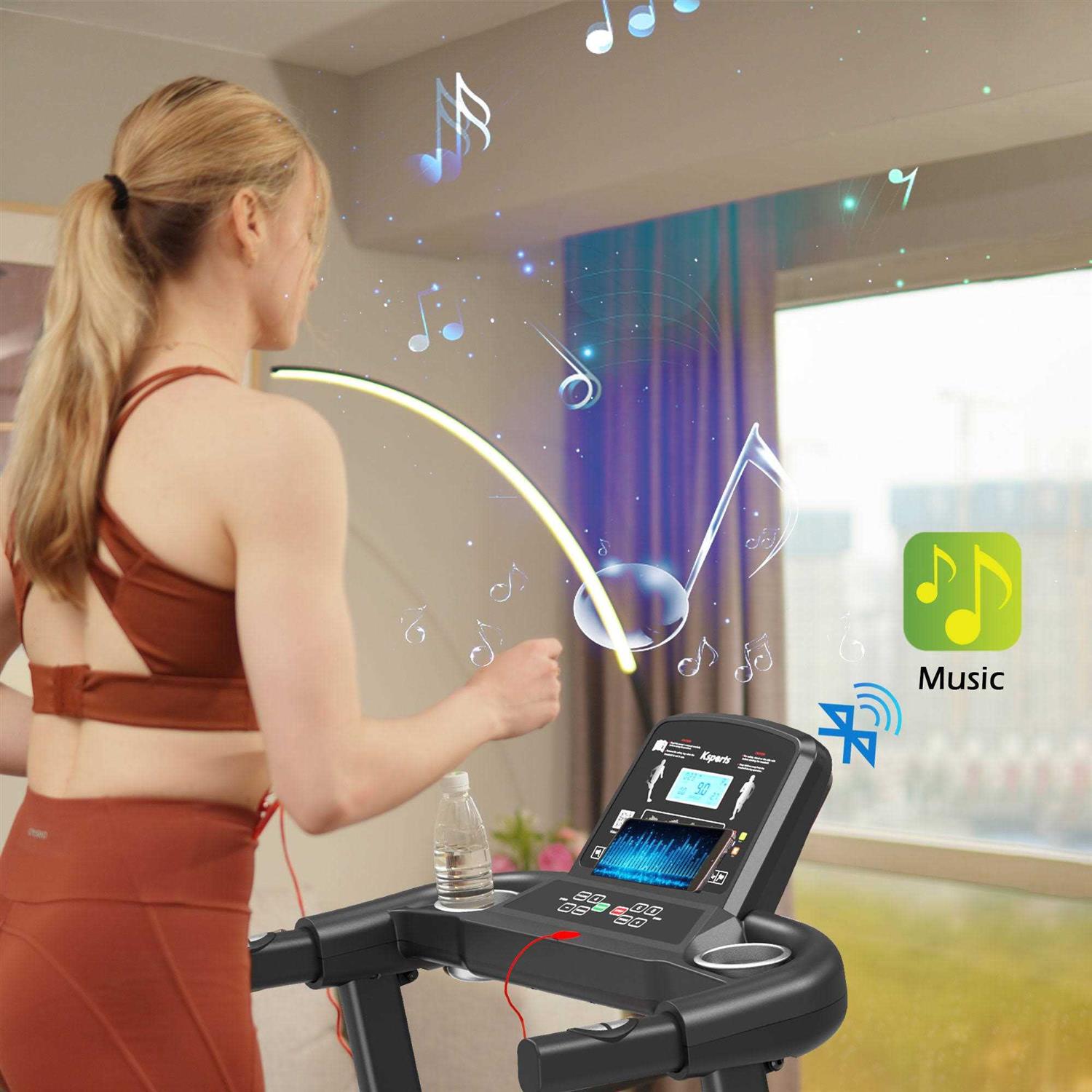 Ksports 16 Inch Wide Foldable Home Treadmill w/Bluetooth &amp; Fitness Tracking App - Sports Supplies Online Store