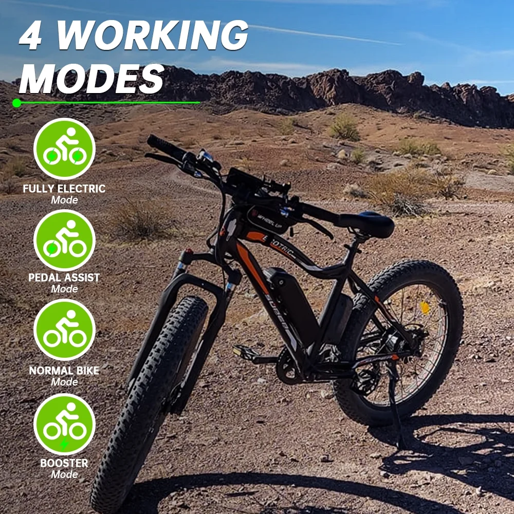 Ecotric 26 Inch Fat Tire Electric Bicycle Powerful 500 W Motor 36 V/12.5 Ah Removable Lithium Battery Beach Snow Shock Absorption Mountain for Adults