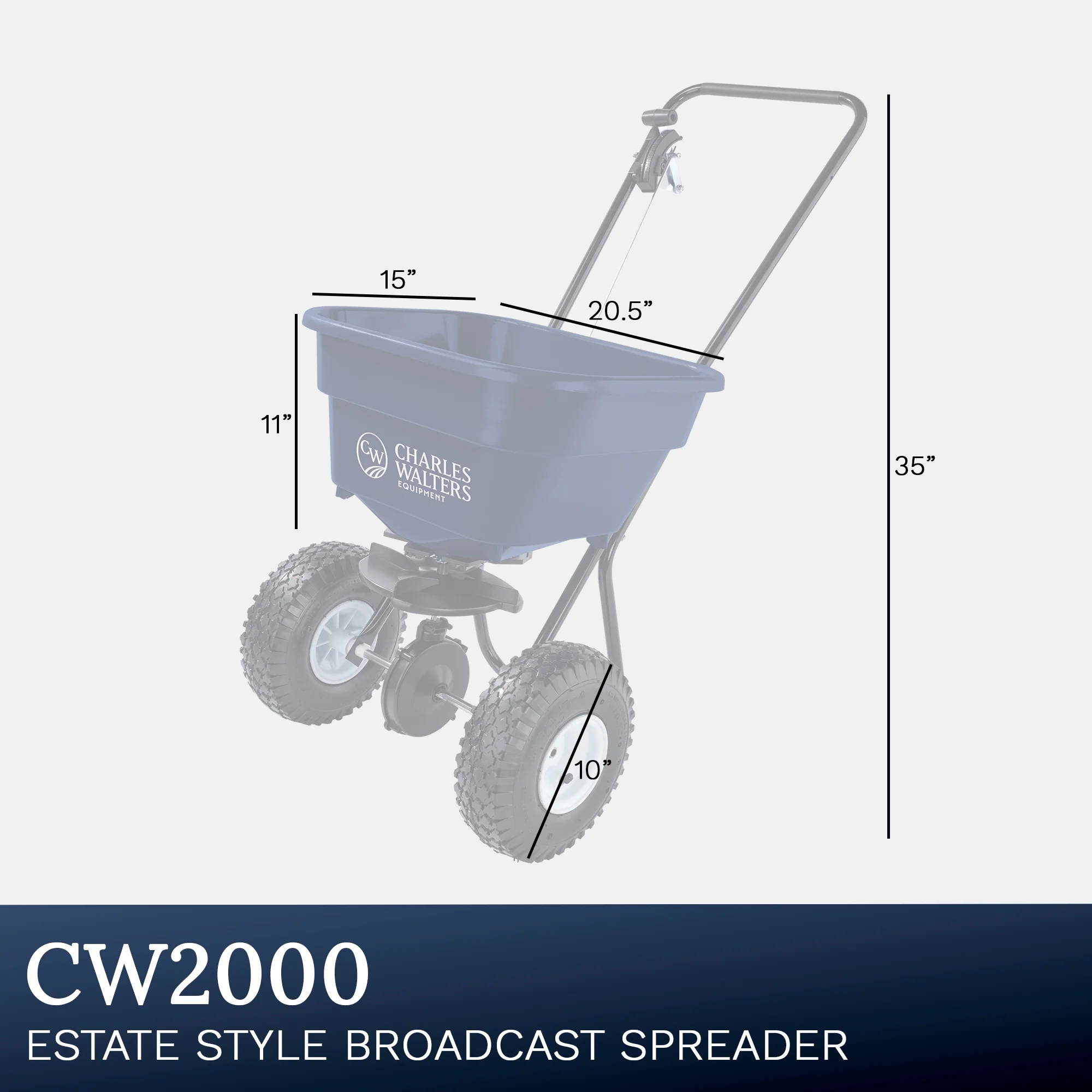 Charles Walters Equipment CW2000 Estate Style Broadcast Spreader for Spreading Fertilizer and Ice Melt on Lawns, Sidewalks, and Driveways