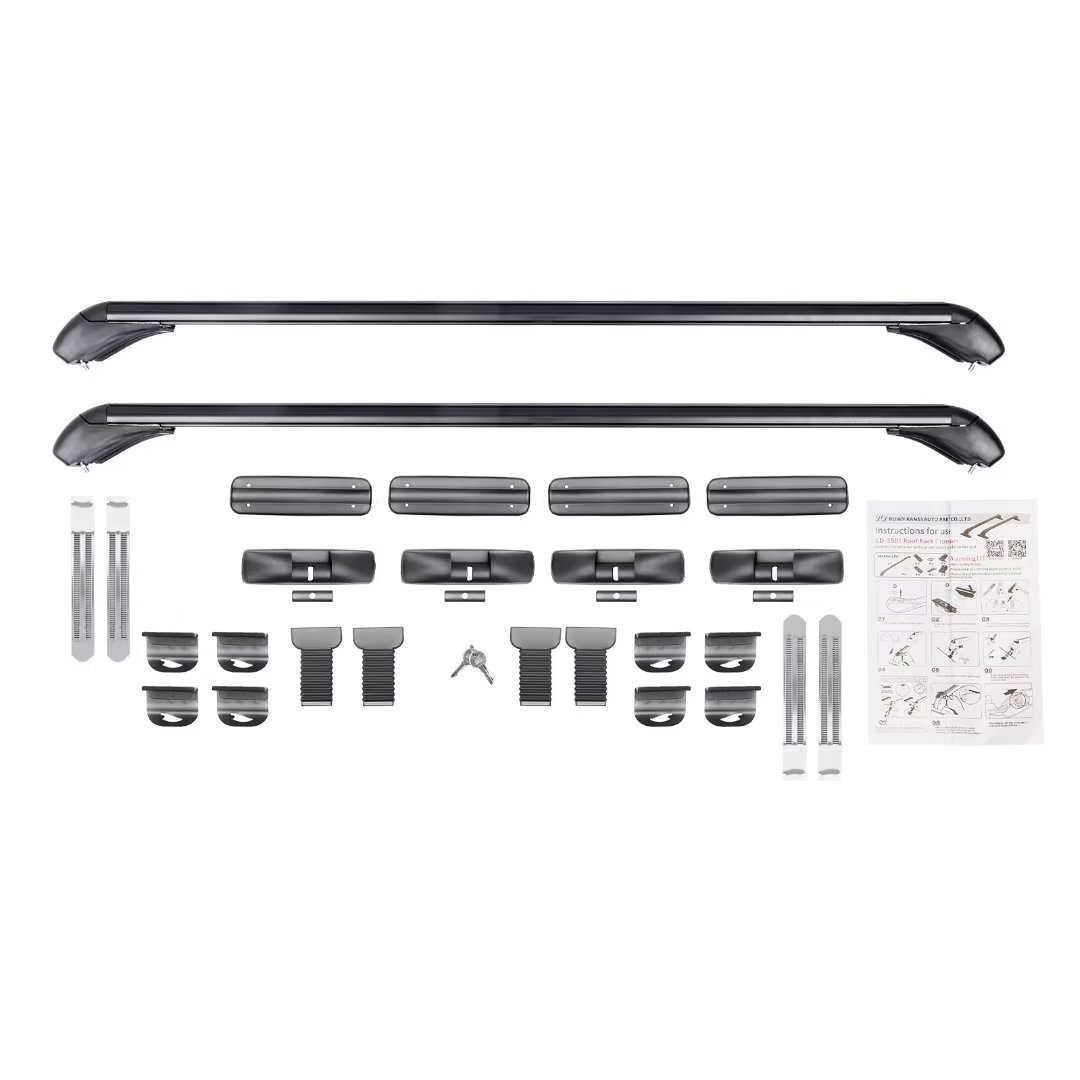 Oukaning Car Top Luggage Roof Rack,2Pcs Universal Aluminum Car Top Roof Rack Rail Adjustable&Lockable(Black)