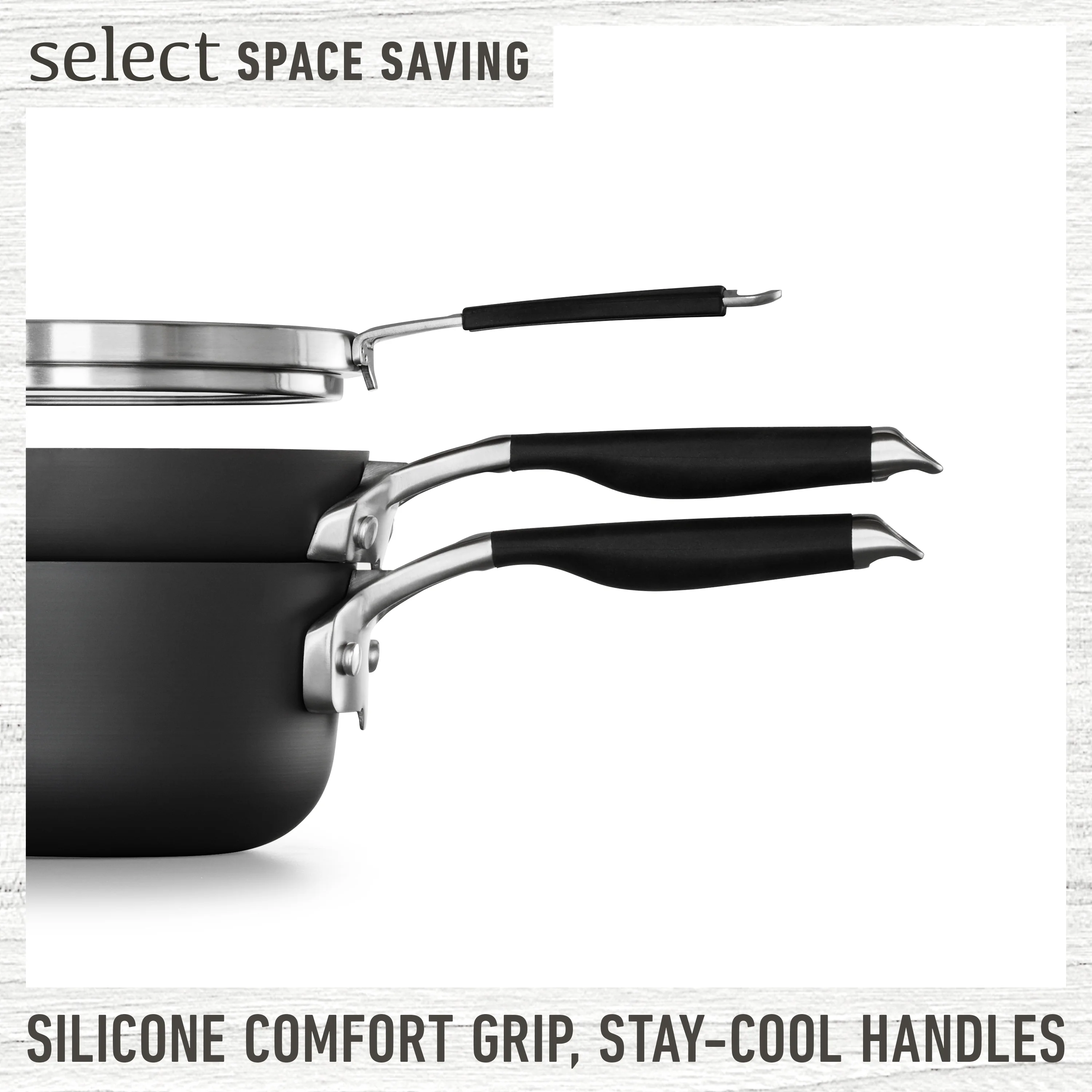 Select by Calphalon Space-Saving Hard Anodized Nonstick Pots and Pans, 14-Piece Cookware and Utensil Set - Curated Treasures Market