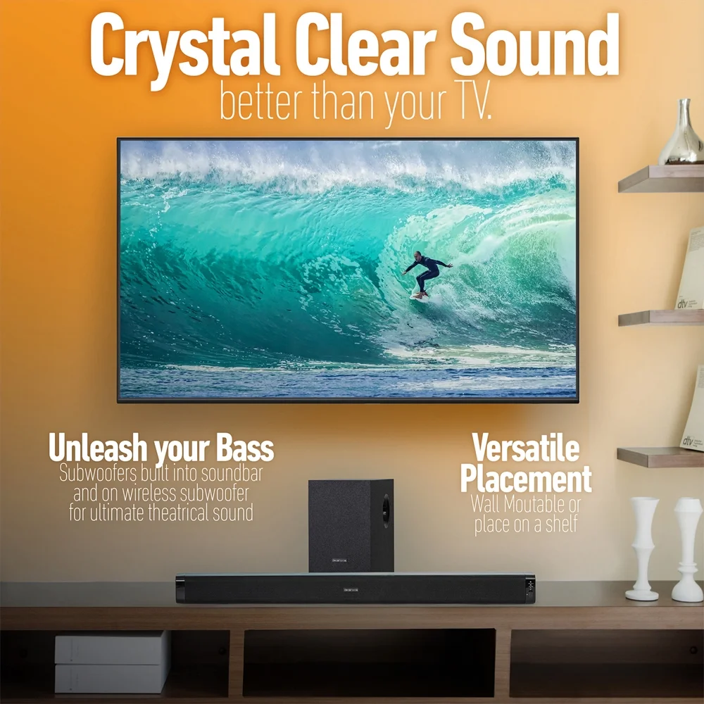 TCL 65S455 65" Class 4-Series 4K UHD HDR Smart Roku TV Bundle with Deco Gear Home Theater Soundbar with Subwoofer, Wall Mount Accessory Kit