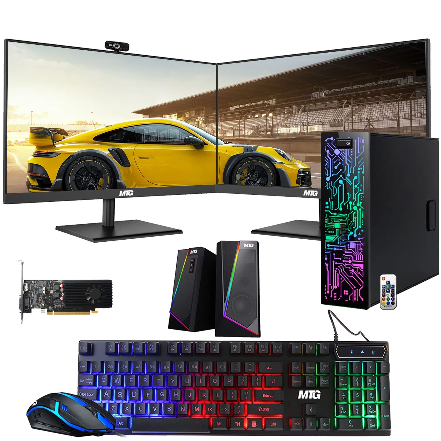 Restored Gaming Desktop PC, Intel Core i5 4th Gen, TechMagnet Zeus, GT 1030 Graphics, 16GB RAM, 1TB SSD, MTG New 24 Inch Dual Monitor