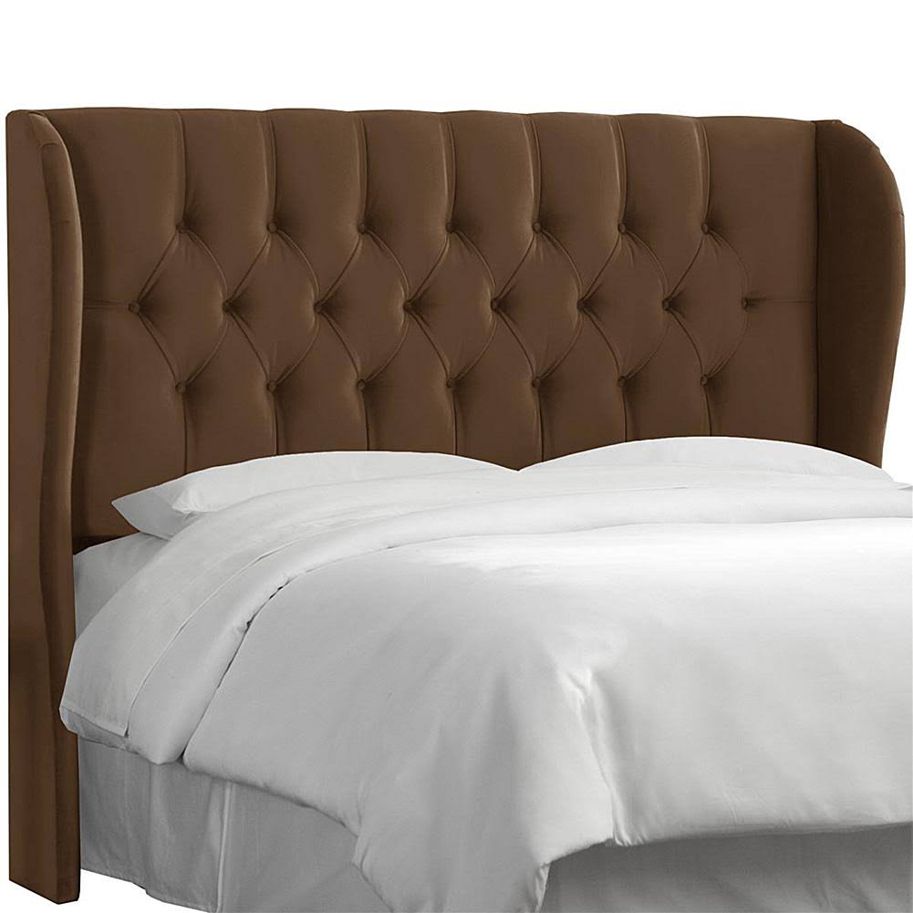Tufted Wingback Headboard, Multiple size, Size: California King, Brown