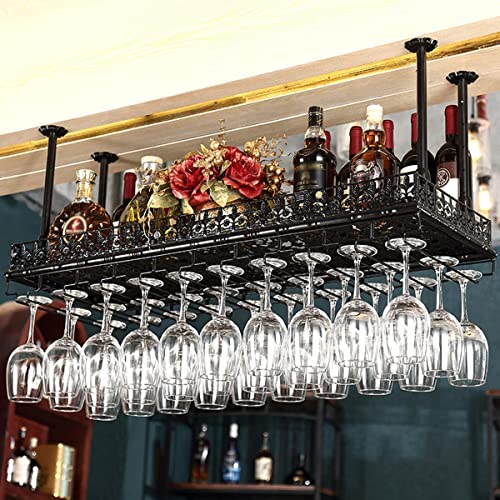 Wine Racks Adjustable Metal Ceiling-Type Wine Holder,Wall Mounted Wine Bottle Holder Hanging Wine Glass Racks,let Stemware Racks