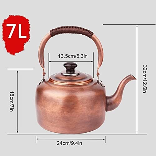 RUTAVM Teakettle Stovetop Copper Whistling Tea Kettle Vintage Tea Kettle Whistling Tea Pots Teapot Stovetop with Handle Coffee Pots for Gas Stove Tea