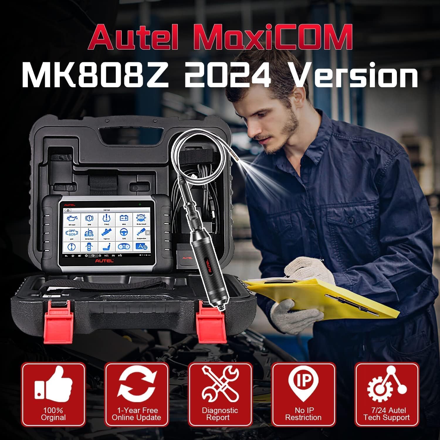 Autel MaxiCOM MK808Z with 60$ MV108S, 2024 Android 11 MK808 Bidirectional Scan Tool Same As MK808BT Pro MX808S MK808S