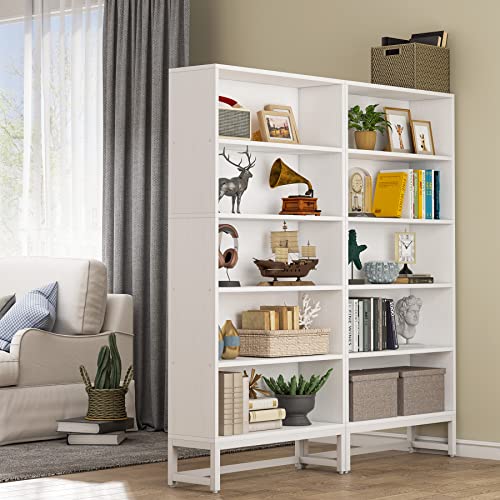 Tribesigns Tall Bookcase Black Bookshelf, 70.8” Large Bookcases Organizer with LED Lights