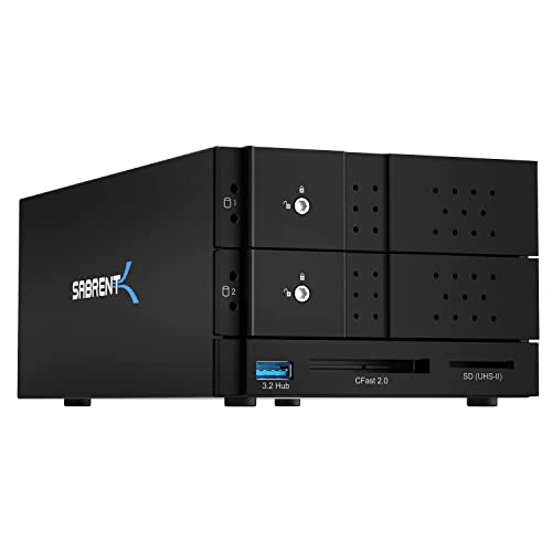 SABRENT USB 3.2 5-Bay 3.5” SATA Hard Drive Docking Station, Trayless Design, USB-C 10Gbps, Independent Power Switches, Locking Bays, Aluminum Cooling