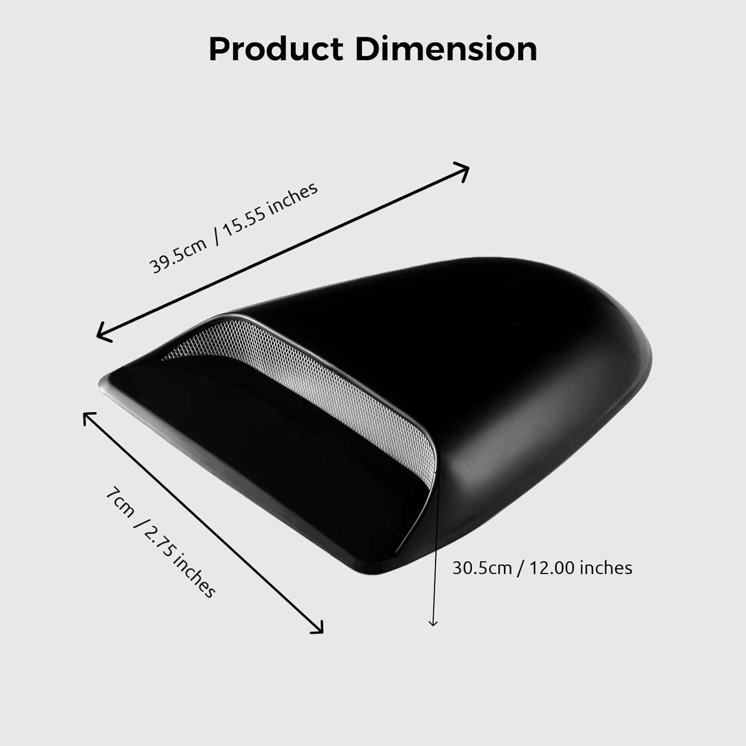 Car Hood Scoop, Front Hood Vent Cover for Decorative or Air Flow Intake and Aero Dynamic, Universal Fit for Pickup Trucks, SUVs, Sedans