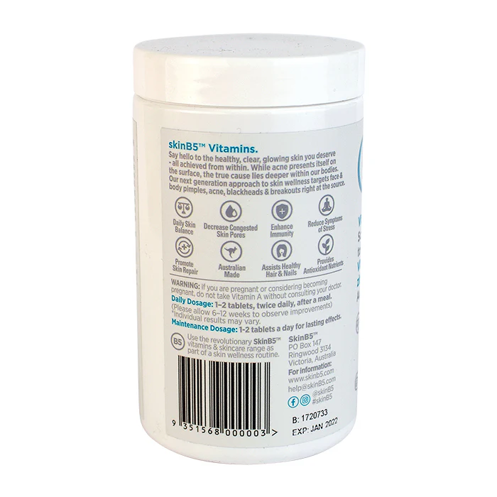 SkinB5 Extra Strength Acne Control Vitamins 120 Tablets