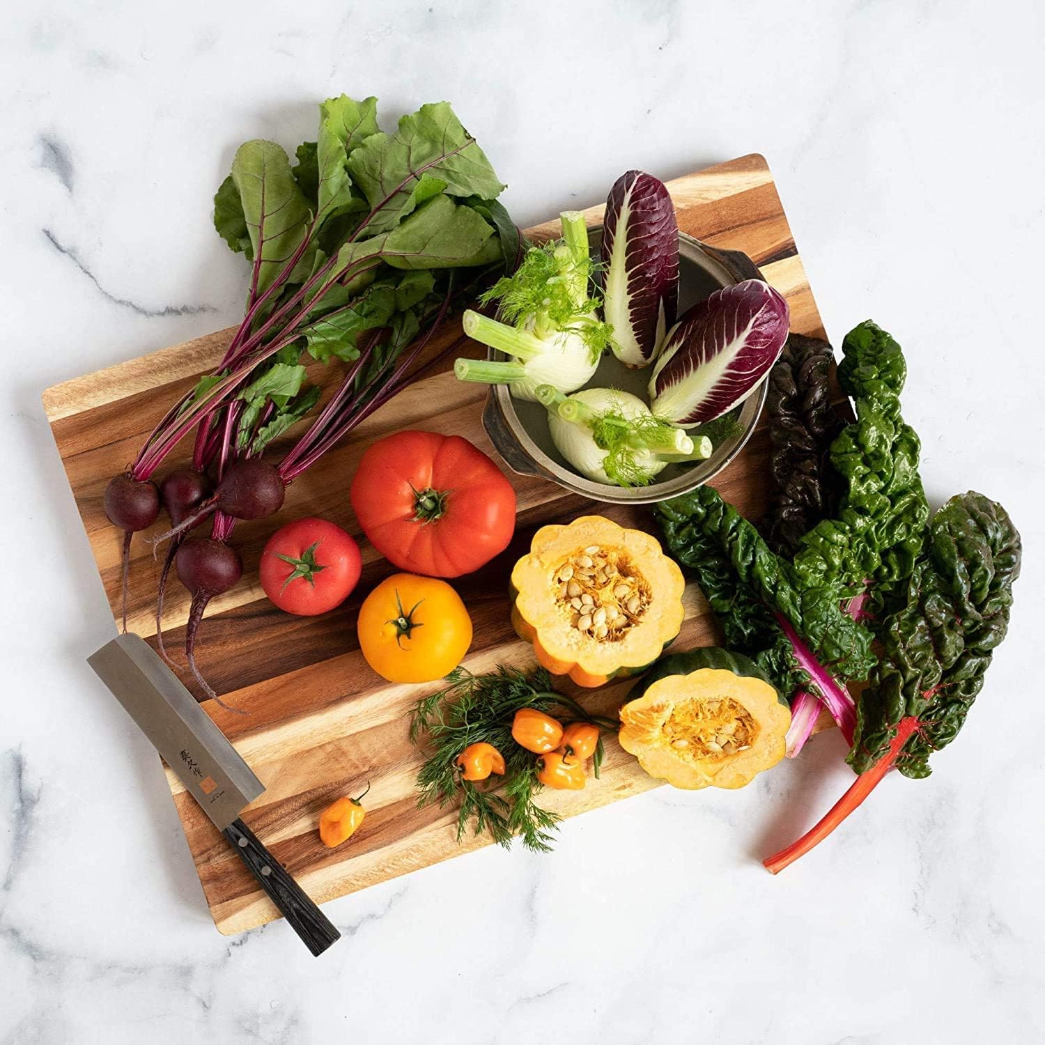 Villa Acacia Extra Large Wood Cutting Board 24 x 18 Inch, 1.5 Inches Thick, Reversible Wooden Kitchen Block