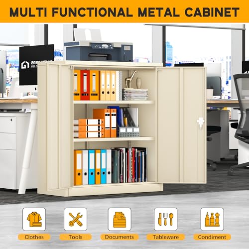 Greenvelly Metal Storage Cabinet, 72" Black Locking Storage Cabinets with Doors and 4 Shelves, Metal Cabinet for Garage Home Office, Classroom