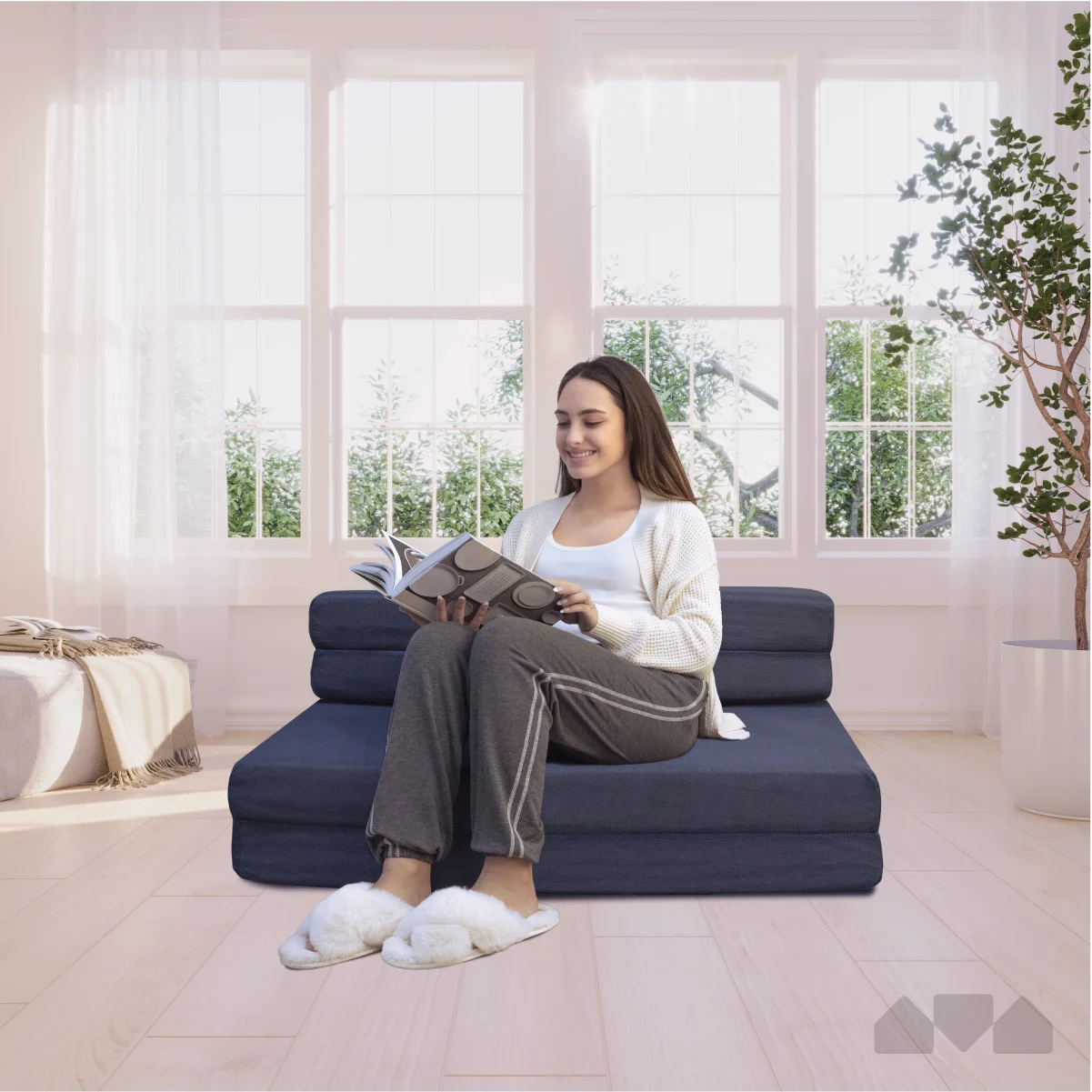 Milliard Tri-Fold Foam Folding Mattress and Sofa Bed for Guests Floor Mat - Twin XL 78x38x4.5 Inch