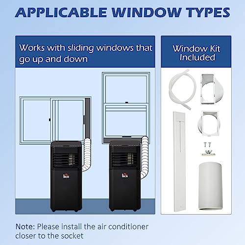 HOMCOM Portable Air Conditioner, 4-in-1 Mobile AC Unit with Dehumidifier, Cooling Fan, Sleep, Remote, 24H Timer, Auto Off, Window Installation Kit