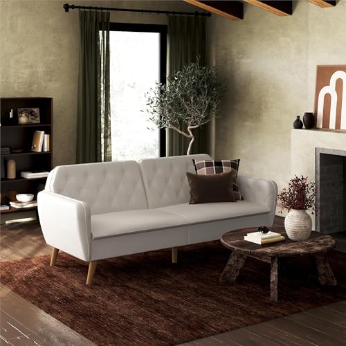 Novogratz Tallulah Memory Foam Futon, Convertible Couch, Camel Faux Leather