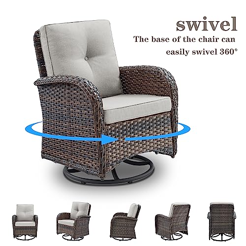 Patio Wicker Chairs Swivel Rocker - Outdoor Swivel Rocking Chairs Set of 2 with Rattan Side Table