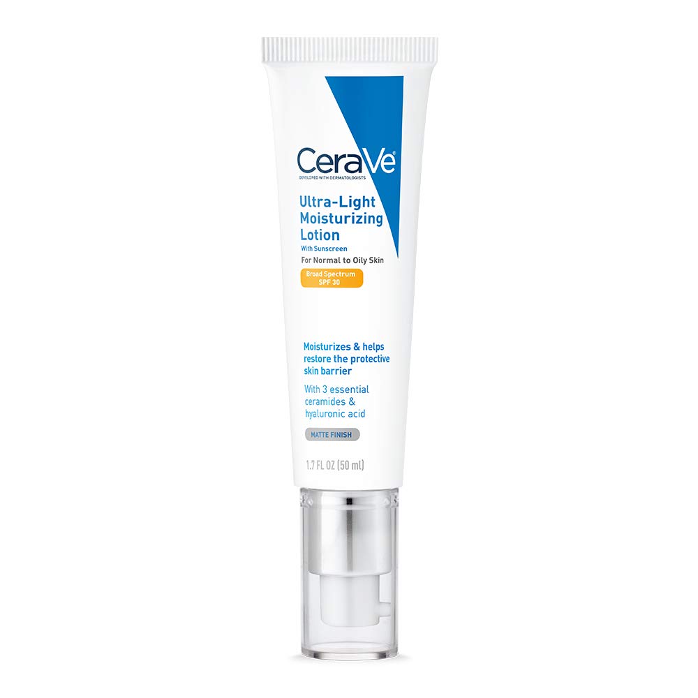 CeraVe Ultra-Light Moisturizing Lotion With SPF 30| Daily Face Moisturizer with SPF | Formulated with Hyaluronic Acid & Ceramides | Broad Spectrum
