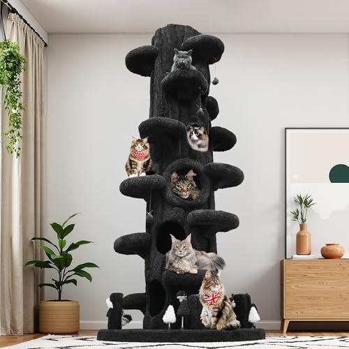Super Large Cat Tree for Indoor Cats, All-in-One Tall Cats Tower with Scratching Post