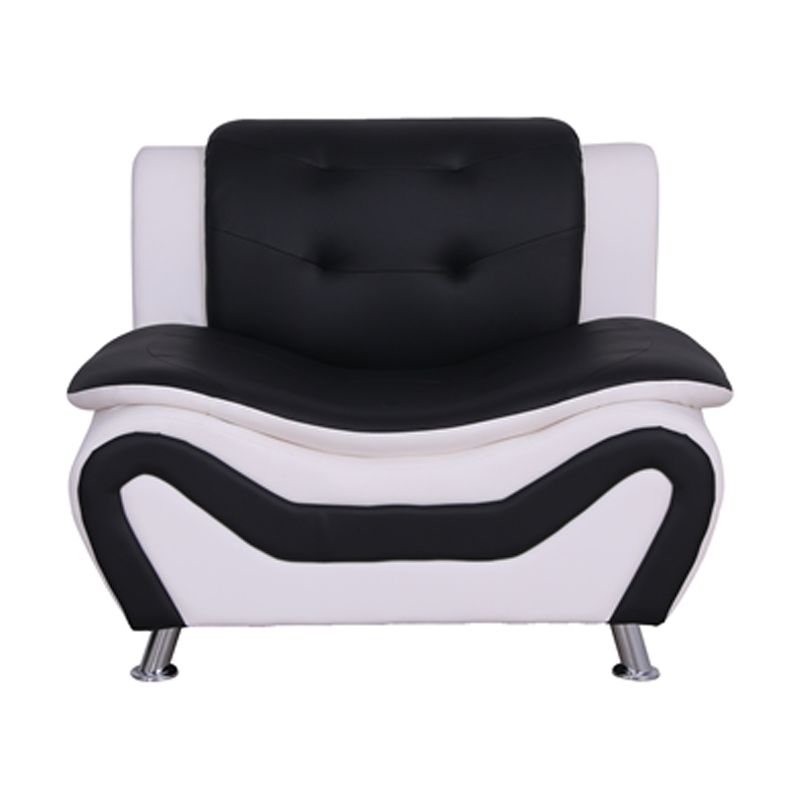 Home Square 3-Piece Set with Sofa and 2 Club Chairs in Black & White