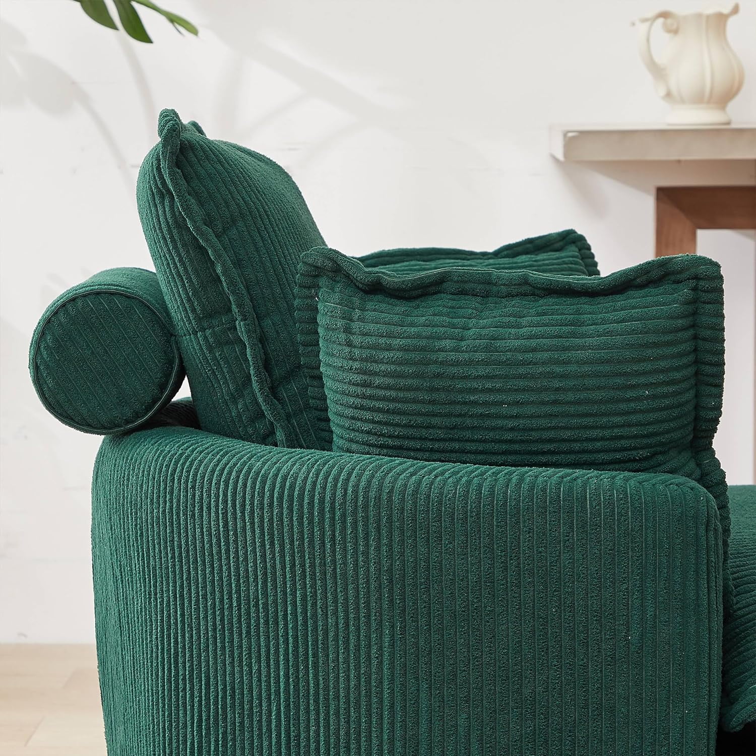 Tabaray Tufted Upholstered Swivel Accent Chair, Corduroy Fabric Single Barrel Chair with Ottoman, Comfy Cloud Chair for Living Room, Bed Room
