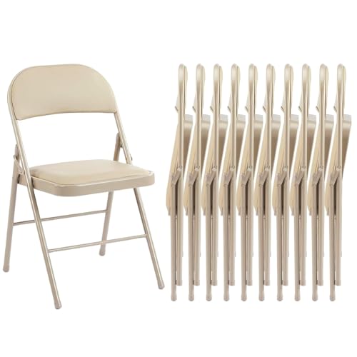 Sweetcrispy Folding Chair 12 Pack, Leather Padded Folding Chairs, Sturdy Metal Foldable Chairs, Easy to Use and Store, Outdoor and Indoor, for Home