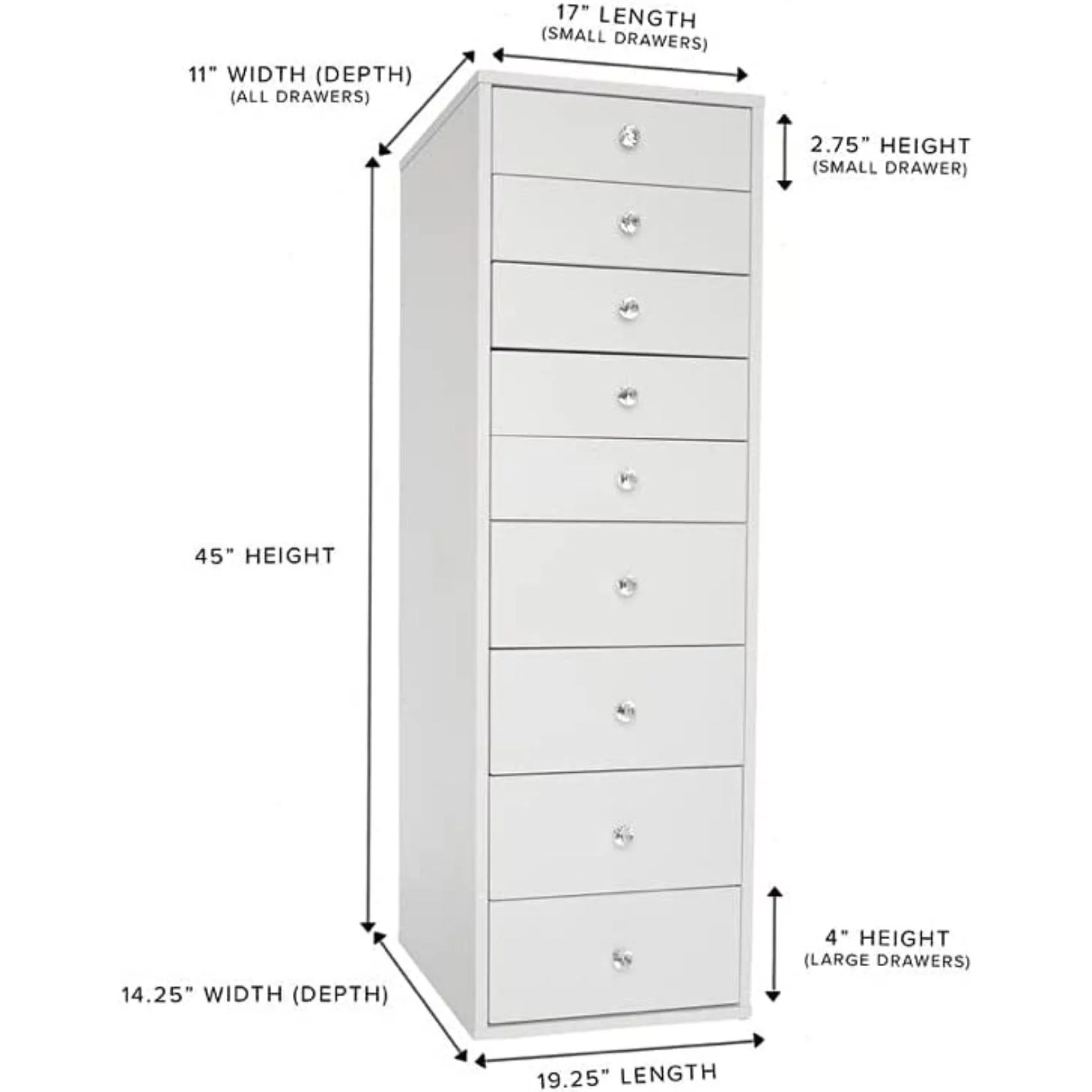 Impressions Vanity Slaystation 9 Drawer Makeup Vanity Storage Unit with Soft Close Dresser
