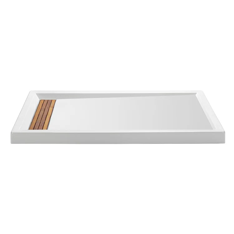 Shower Base Multiple Threshold Hidden Drain Biscuit 60 x 36 Inch Acrylic Hidden End Left Hand Drain