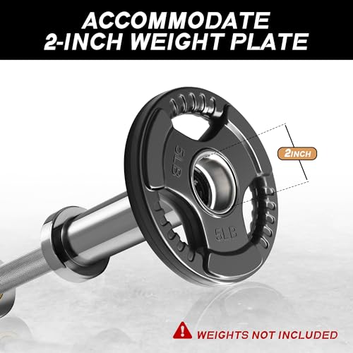 RITFIT 16”/20” Olympic Dumbbell Handles Pair of 500lbs Capacity Loadable Dumbbell Bars with Collars for 2” Olympic Weight Plates Adjustment Perfect