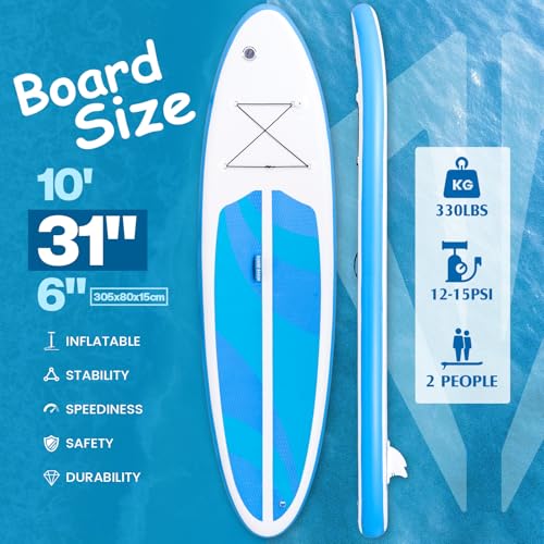 Tuxedo Sailor Inflatable Stand Up Paddle Board with Complete Accessories for Surfing and Traveling