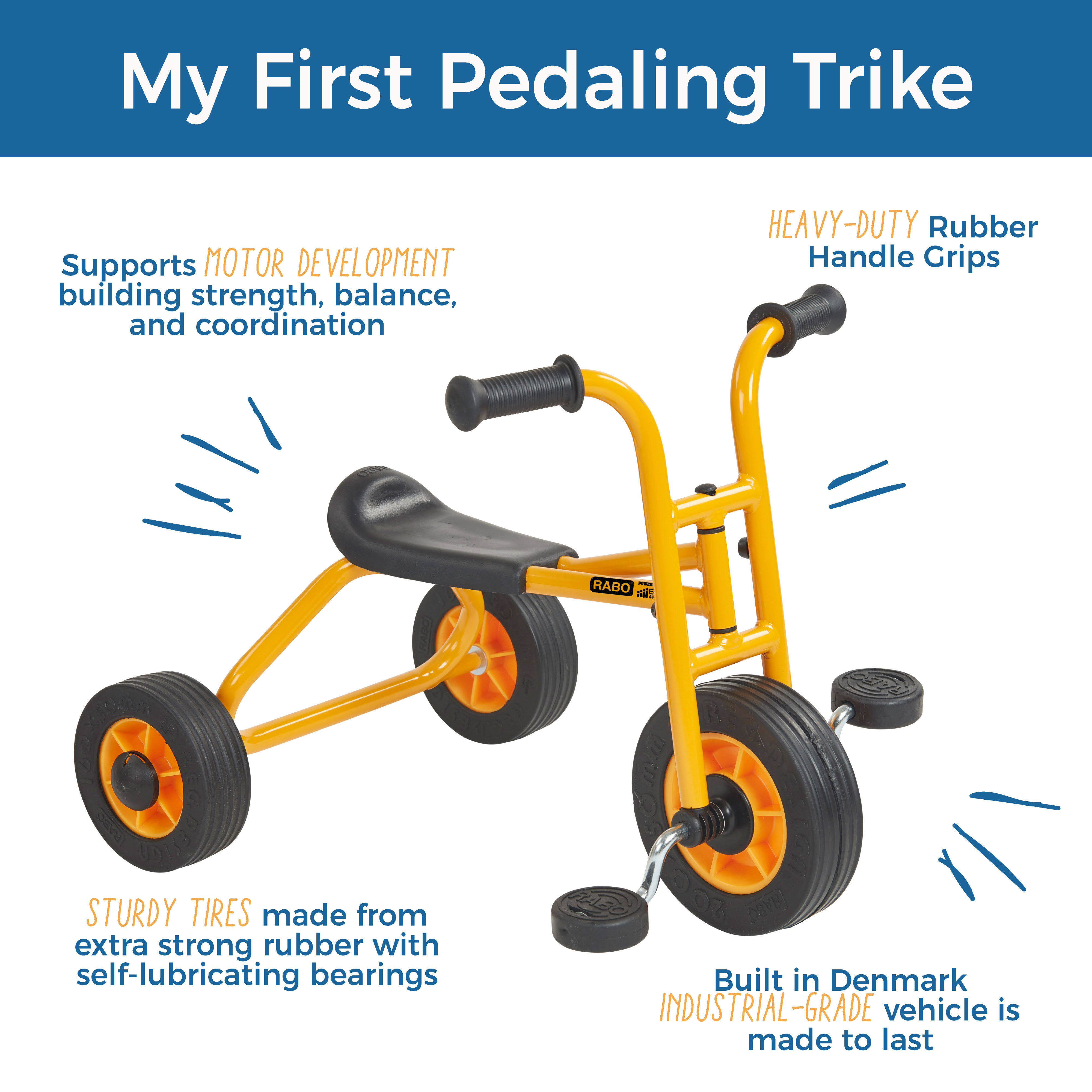 Rabo Powered by Ecr4kids My First Pedaling Trike, Yellow
