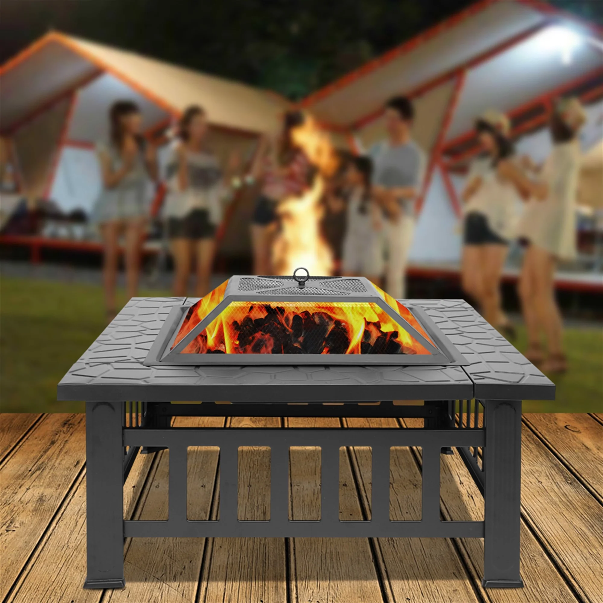 Fire Pit for Outside, 19 inch Stainless Steel Smokeless Bonfire Wood Burning Fire Pit with Removable Ash Pan