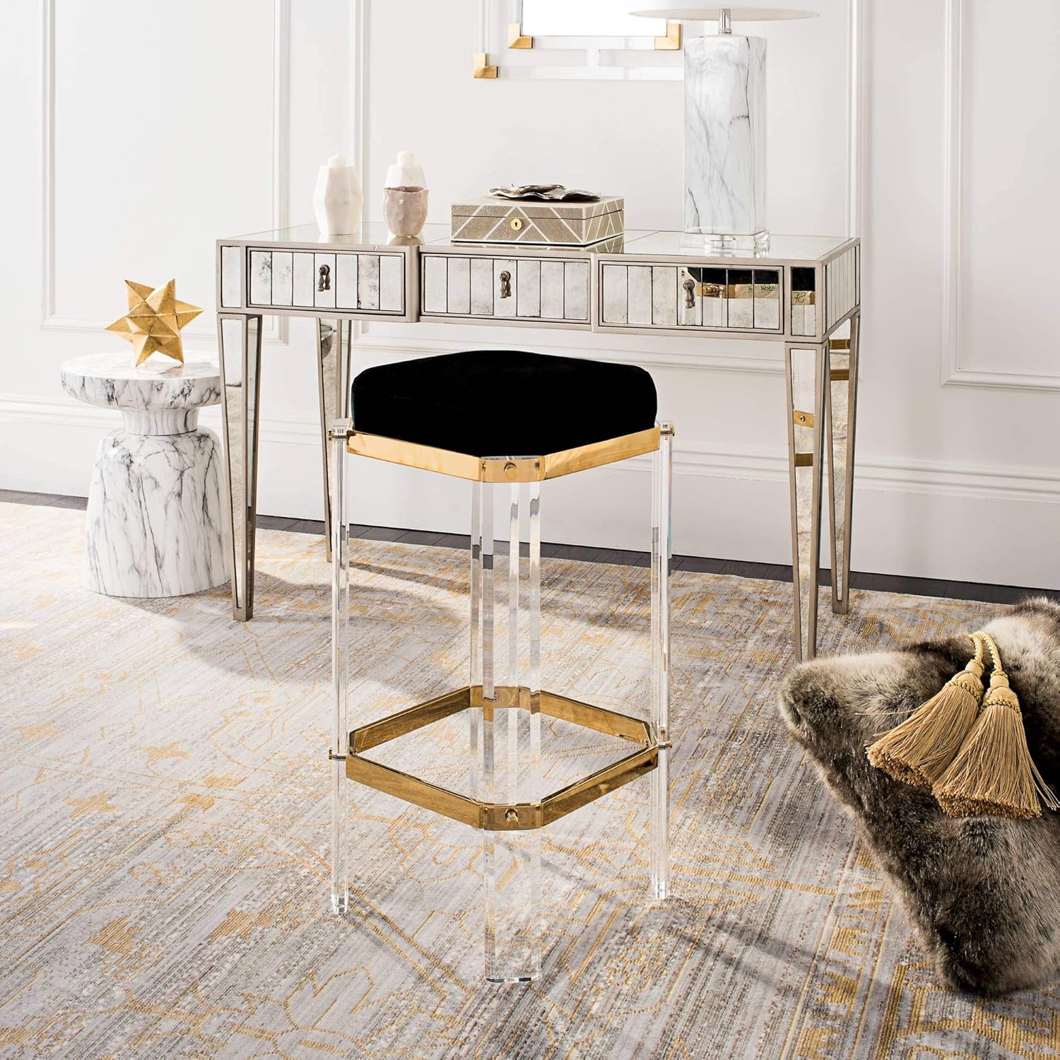 Safavieh Home Collection Cicely Acrylic Bar Stool, Black